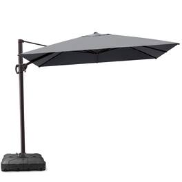 Crestlive Products - 9x11ft Aluminum Crank Cantilever Patio Umbrella with Base - Dark Gray