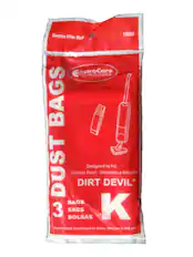 Genuine Filter Media
EnviroCare TECHNOLOGIES
3 DUST BAGS
BAGS
SACS
BOLSAS
Designed to Fit:
Concus Pour:
Disenado a Medida
DIRT DEVIL*
K
REGISTERED TRADEMARK OF ROYAL APPLIANCE MFG. CO.