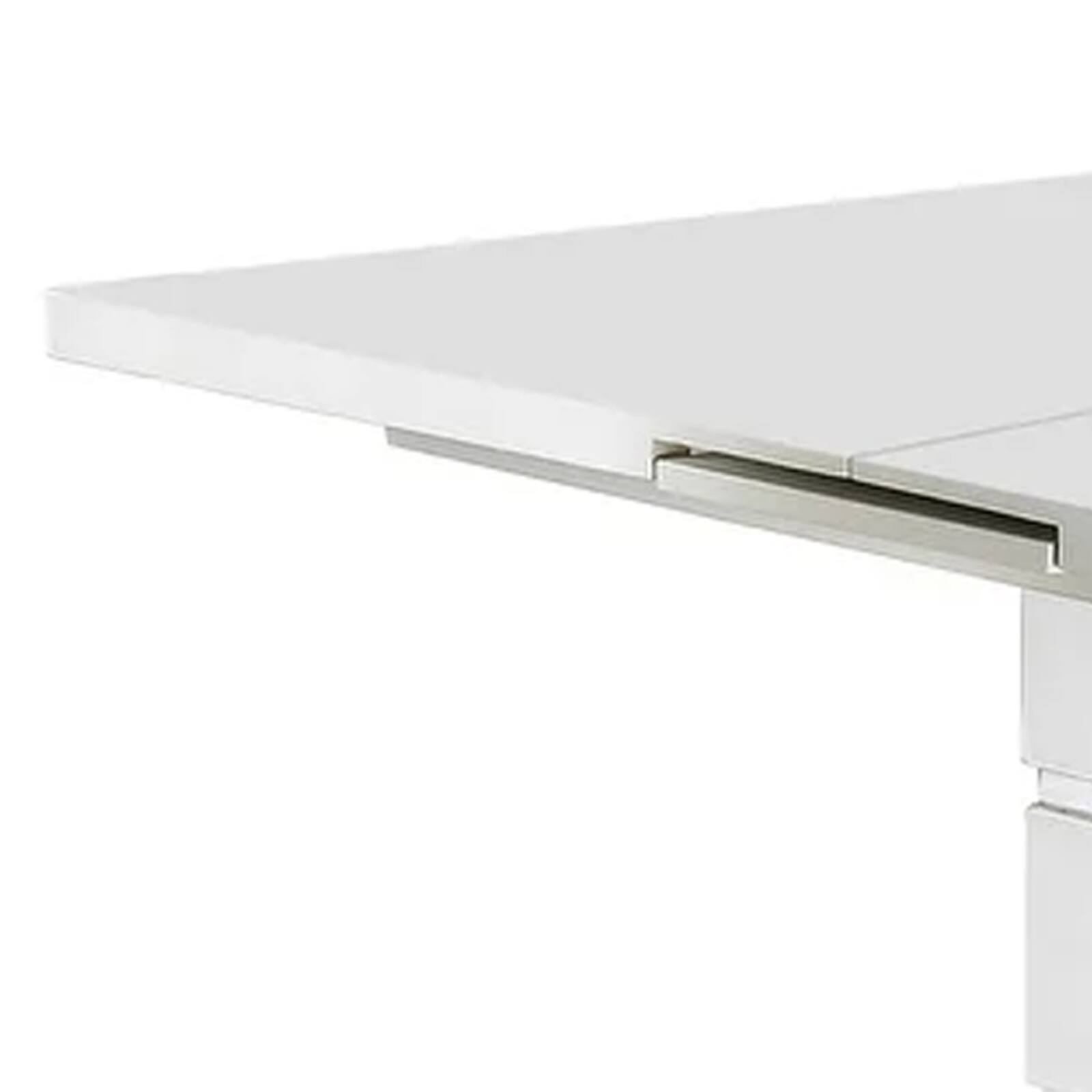 Alt View 1. Manhattan Lane - Extendable Dining Table with Metal Base, White and Silver - White and Silver.