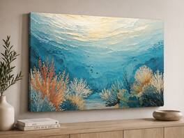 FC Design - Large Canvas 24x36" Ready-to-Hang 24x36" Underwater Coral Reef Art Painting Home Wall Décor - MultiColor