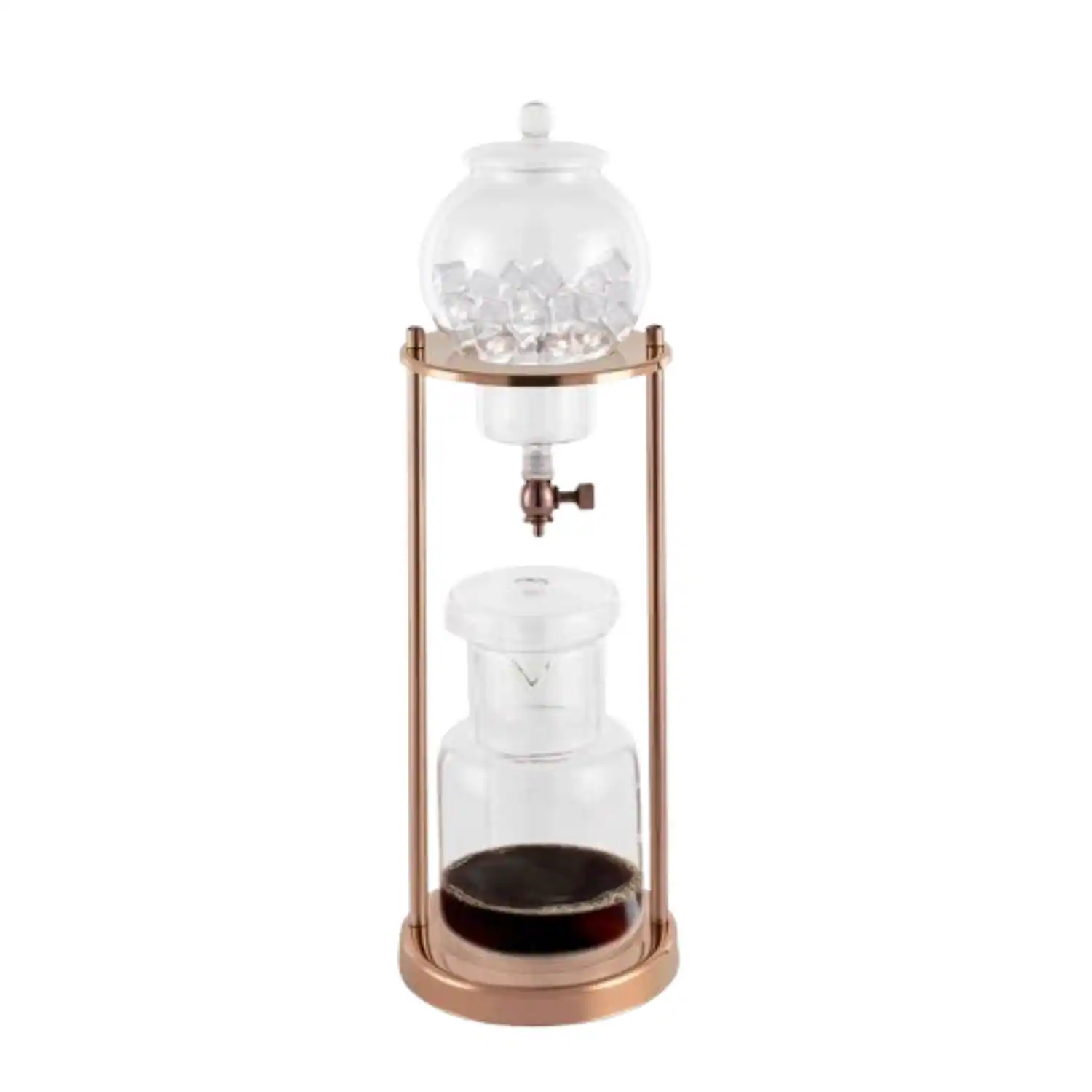 Home Collection - 600ml Cold Brew Coffee Drip Tower with Stainless Steel Stand, Gold Finish - Clear Glass, Gold Stand