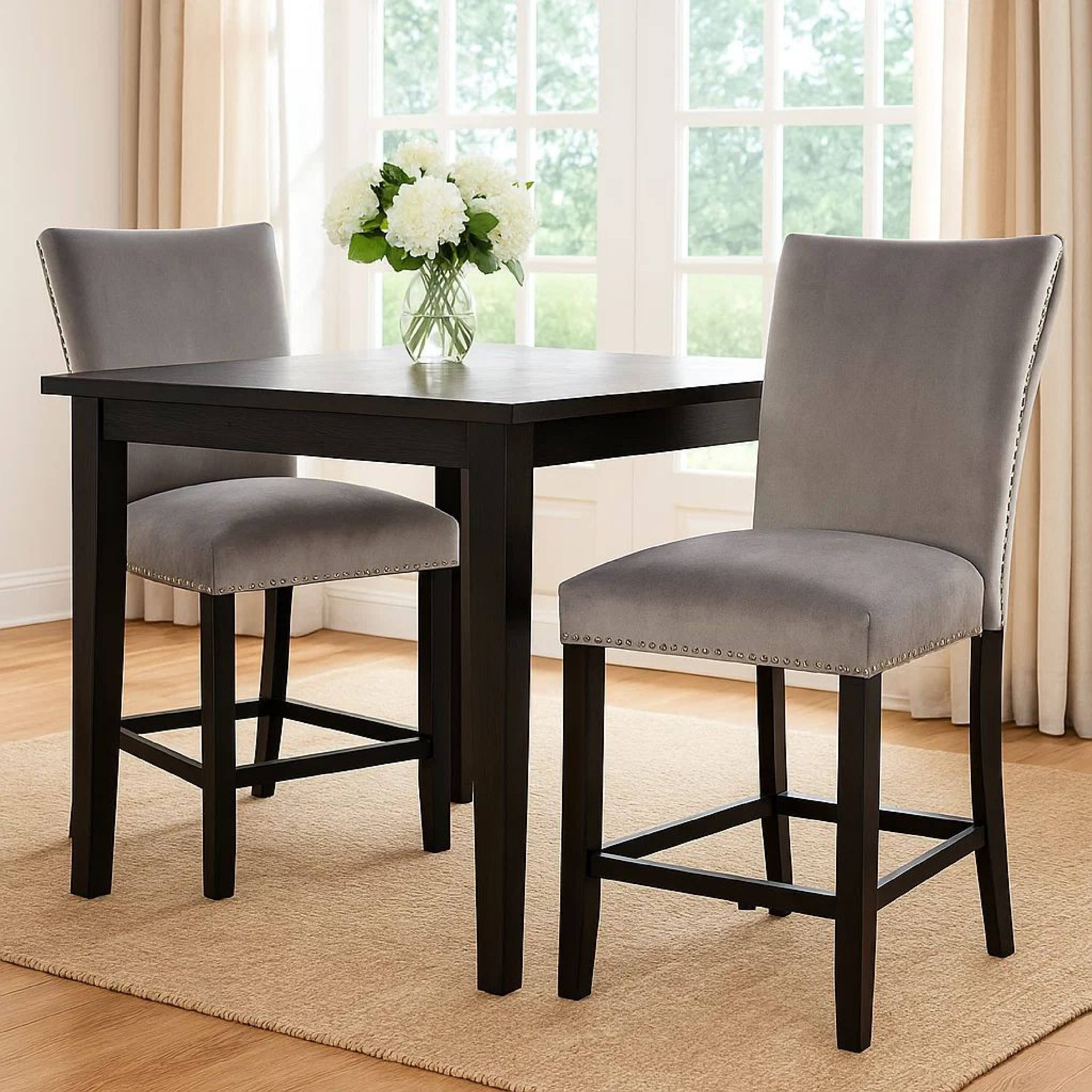 Alt View 6. Manhattan Lane - Counter Height Side Chair with Padded Seating, Set of 2 - Gray.