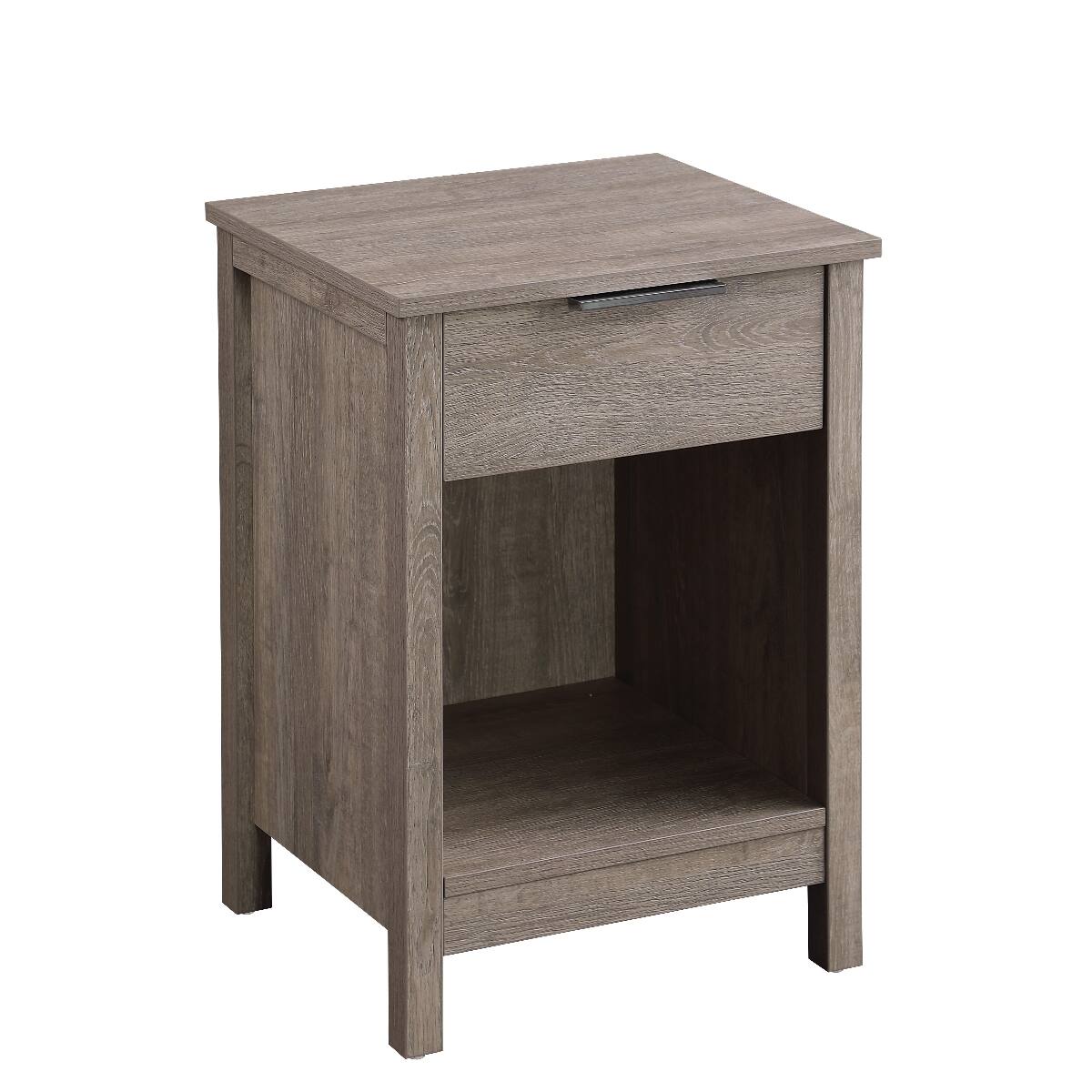 Alt View 6. Loheer - Loheer Nightstand with Drawer Rustic Gray Bedside Table with Open Shelf - Gray.