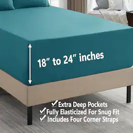 Sweet Home Collection - 18"-24" Extra Deep Pocket, 3-Piece Bed Sheets Set, Twin - Teal