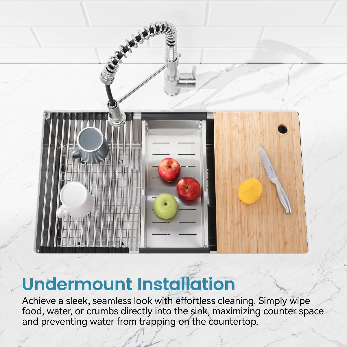 Ropilly 36 x 19 undermount kitchen sink single bowl stainless steel ...