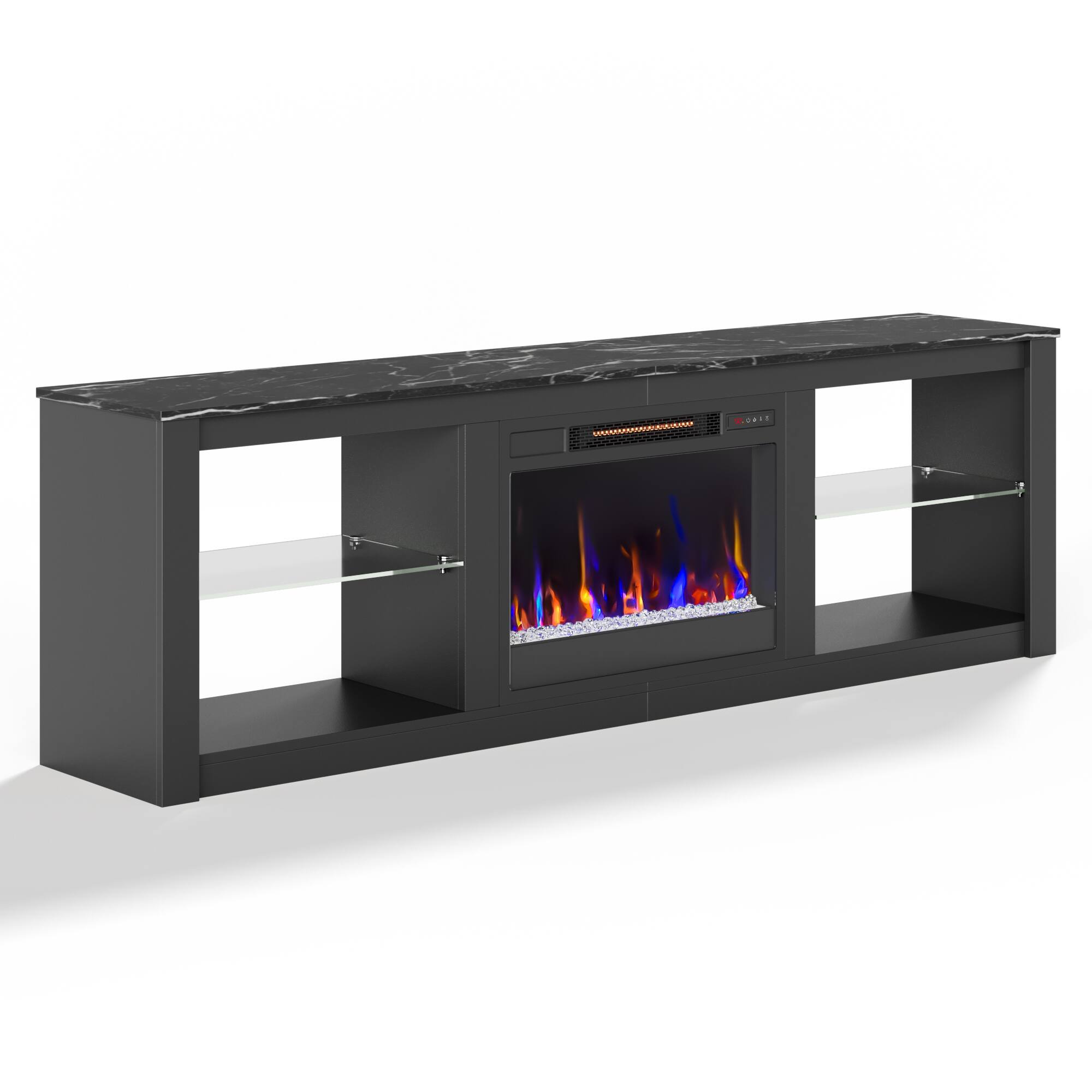 Alt View 5. Bestier - 70-inch Gaming TV Stand Fireplace Entertainment Center with RGB Lights - Black.