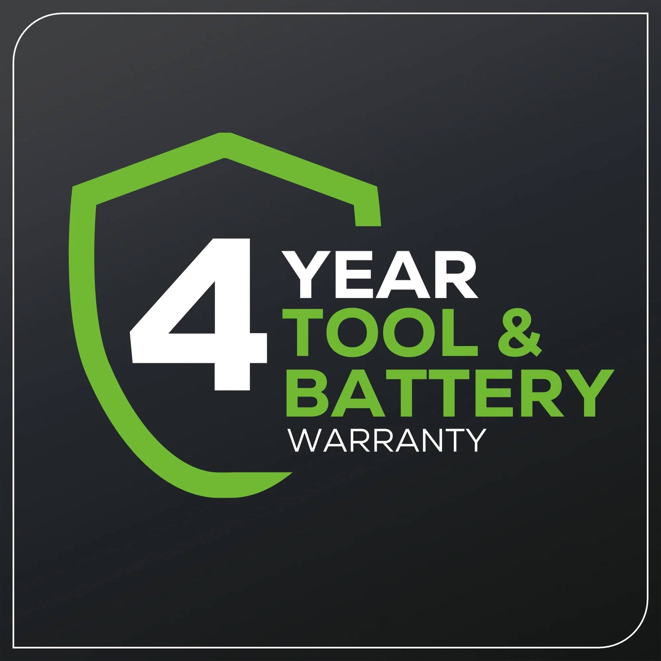 4 YEAR TOOL & BATTERY WARRANTY