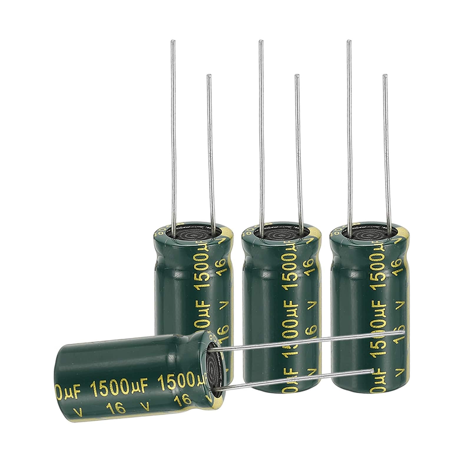 Unique Bargains - 1500uF 16V 10x20mm Electrolytic Capacitor, High Frequency, Low Impedance, Radial Leads, 24pcs - Green price history on PriceWatchPro
