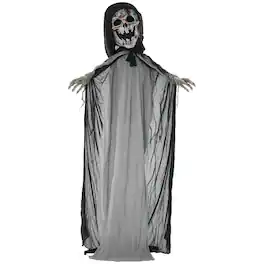 PULUZ - 74 inch Life Size Outdoor Halloween Decorations Skeleton Witch, Animated Prop Animatronic Decor - Gray