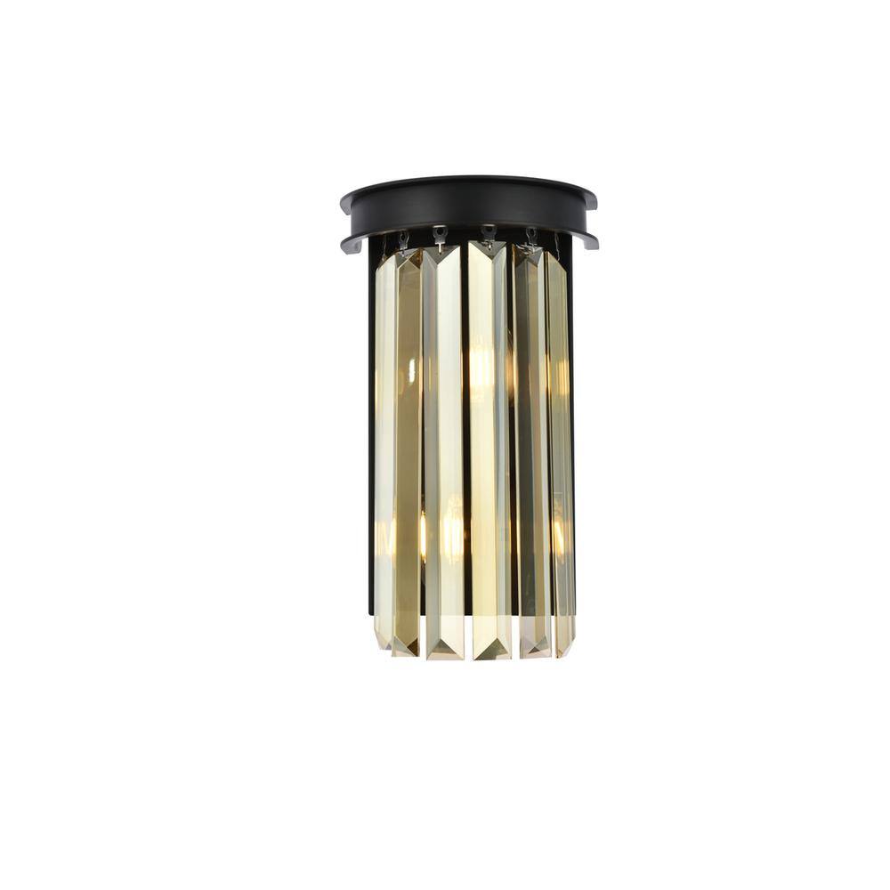 Alt View 4. Urban Classic - Sydney 2 light Matte Black Wall Sconce Golden Teak (Smoky) Royal Cut Crystal - Matte Black.