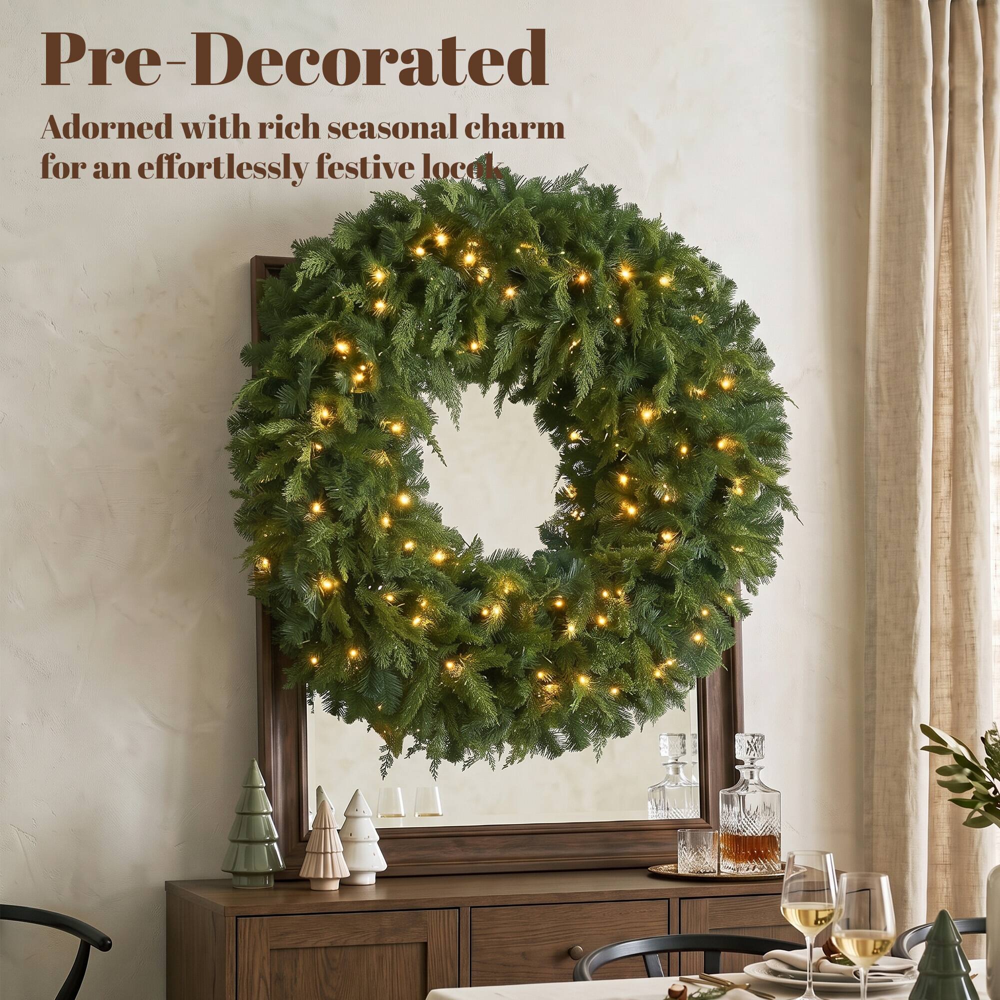 Pre-Decorated  
Adorned with rich seasonal charm for an effortlessly festive look