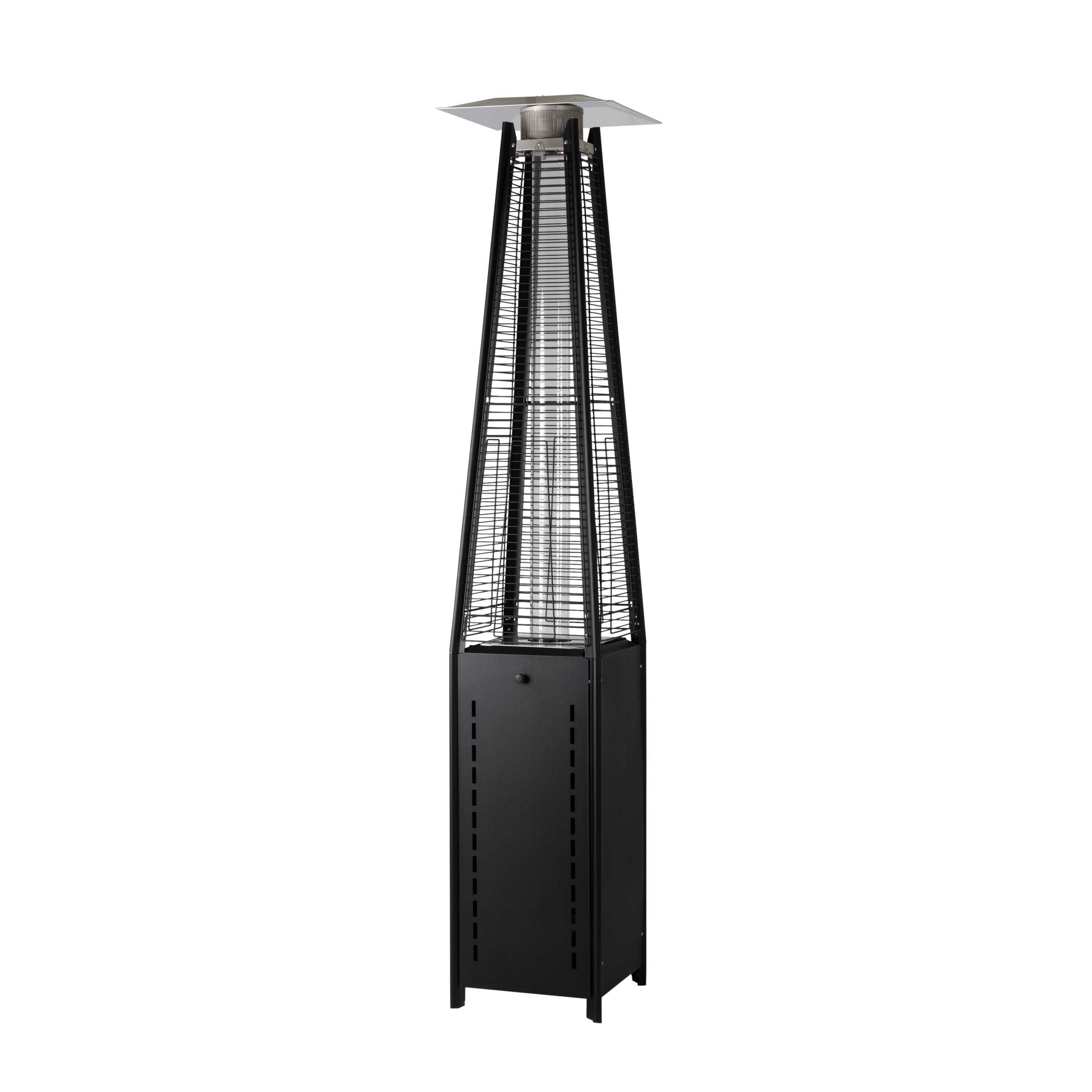 Front. Fire Sense - Hammered Square Pyramid Flame Patio Heater - Platinum.