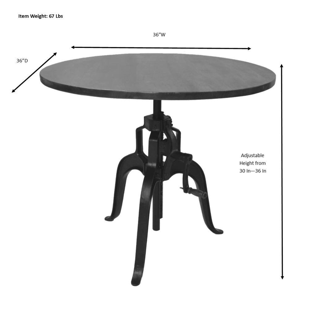 Item Weight: 67 Lbs  
36"W x 36"D  
Adjustable Height from 30 In to 36 In
