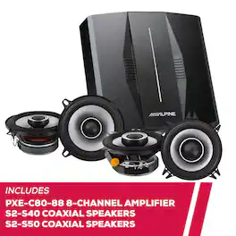 Alpine - PXE-C80-88 8-Channel Amplifier with S2-S50 and S2-S40 Coaxial Speakers