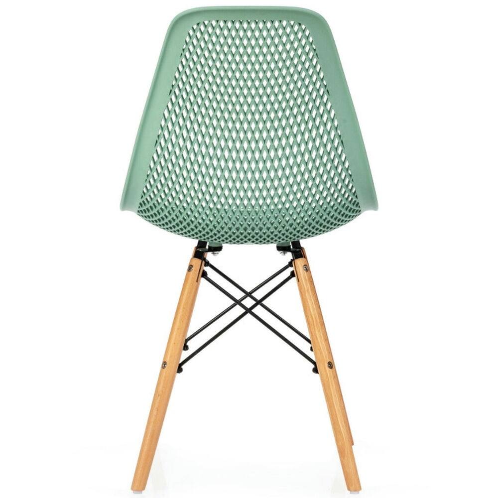 Alt View 5. Pefilos - Pieces Modern Plastic Hollow Chair Set with Wood Leg Green Lounge Chair Dining Room Chair for Kitchen - Green.