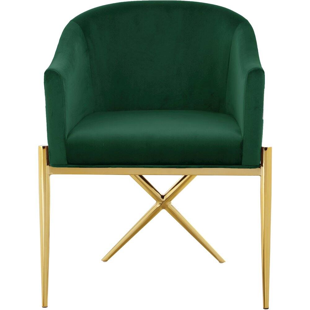Alt View 2. Meridian Furniture - Xavier Green Velvet Dining Chair - Green.