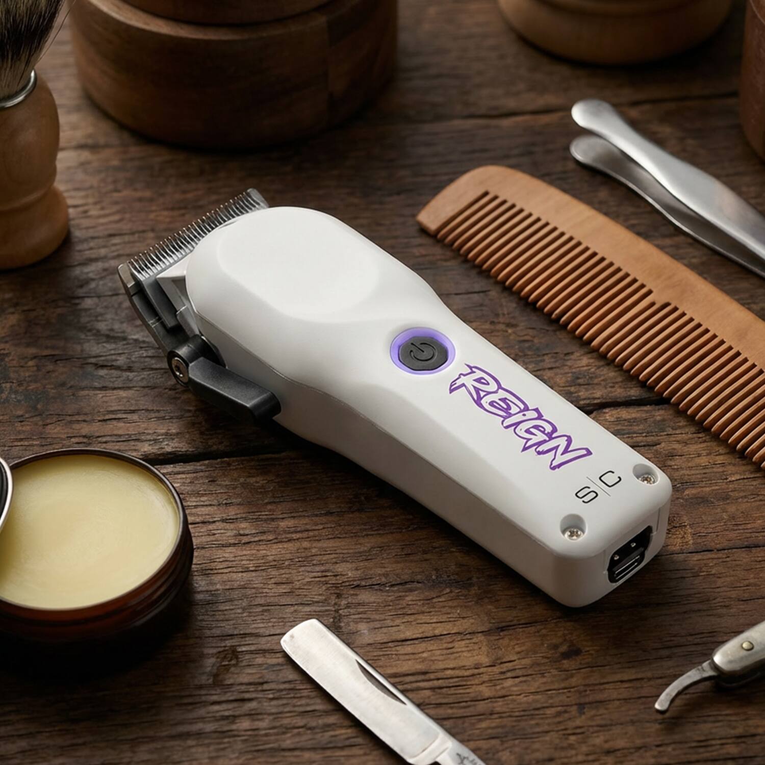 Alt View 3. StyleCraft - Reign Professional Hair Clipper with Digital Brushless Motor, USB-C Rechargeable - White.