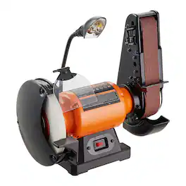 VEVOR - 8 Inch Bench Grinder with 2 x28 Inch Belt Sander Combo, Bench Grinder Sander with 2.5A Induction Motor for Metalworking - Orange;Black