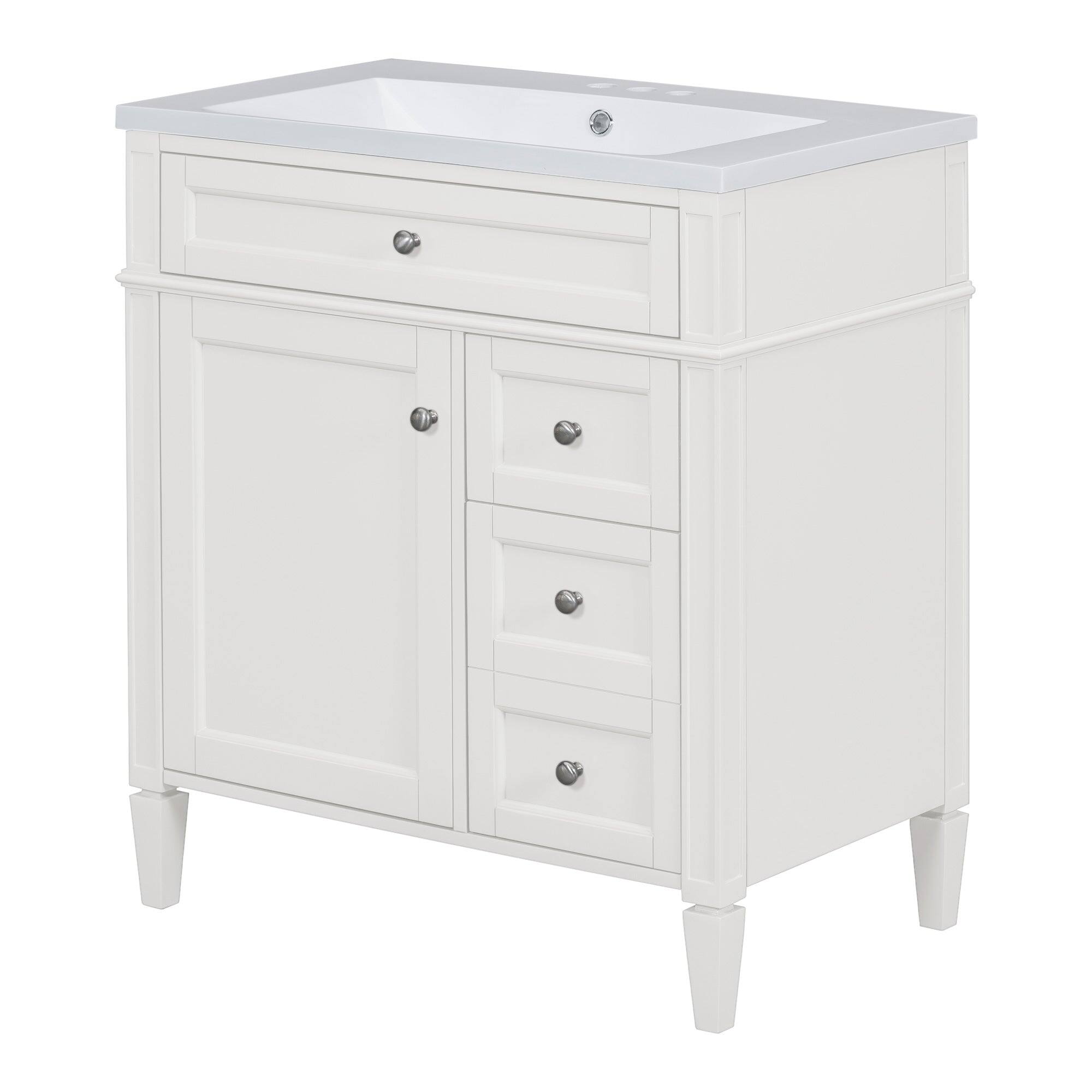 Alt View 10. Boyel Living - 30 Inch Bathroom Vanity with Resin Sink Top Two Drawers Tip Out White - White.
