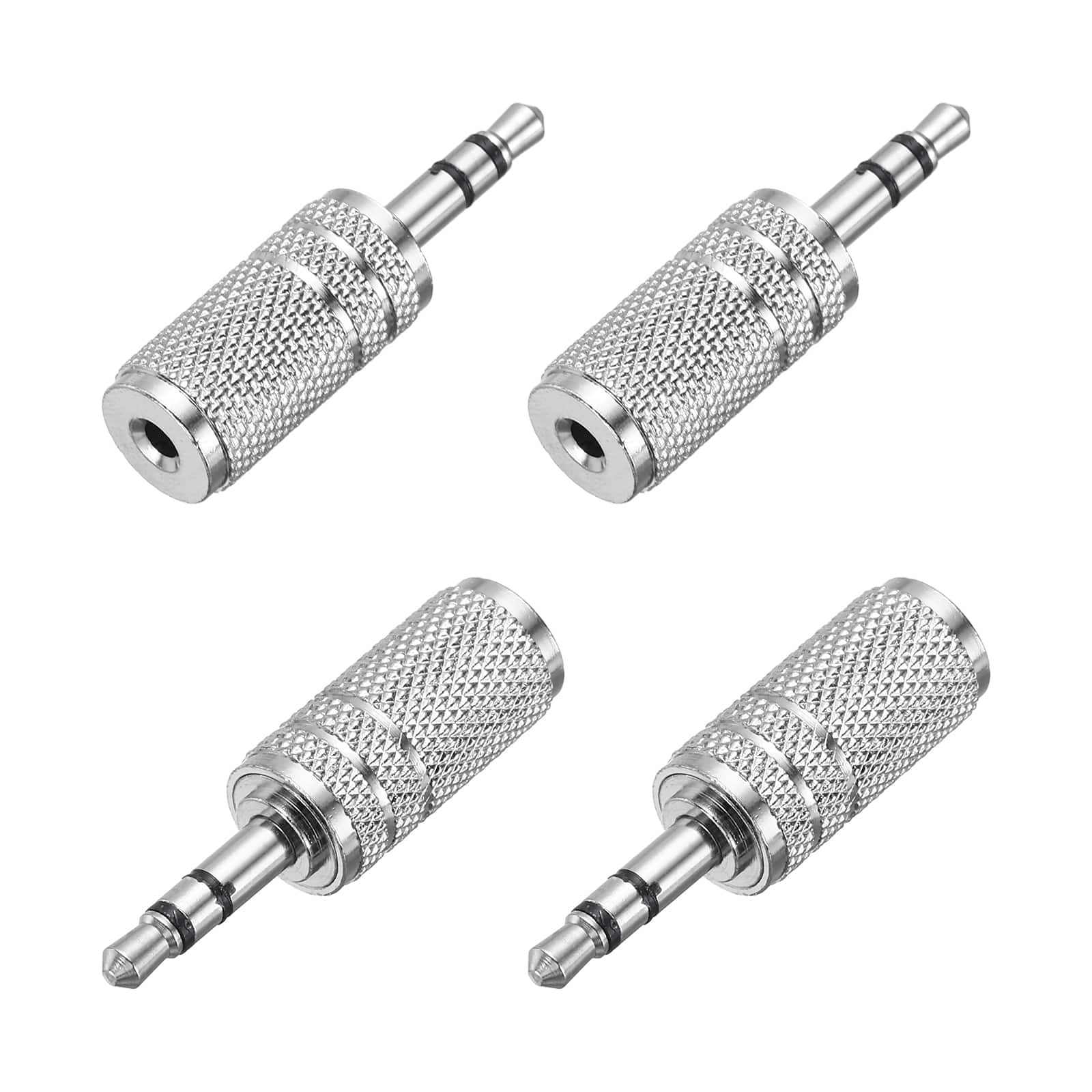 Unique Bargains - 4pcs TRS3.5mm Male to 2.5mm Female Adapter Stereo Zinc Alloy Nickel Plating for Audio HP/MP3/MP4/PC/Car Signal Conv - Silver