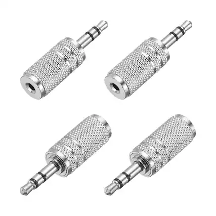 Front. Unique Bargains - 4pcs TRS3.5mm Male to 2.5mm Female Adapter Stereo Zinc Alloy Nickel Plating for Audio HP/MP3/MP4/PC/Car Signal Conv - Silver.