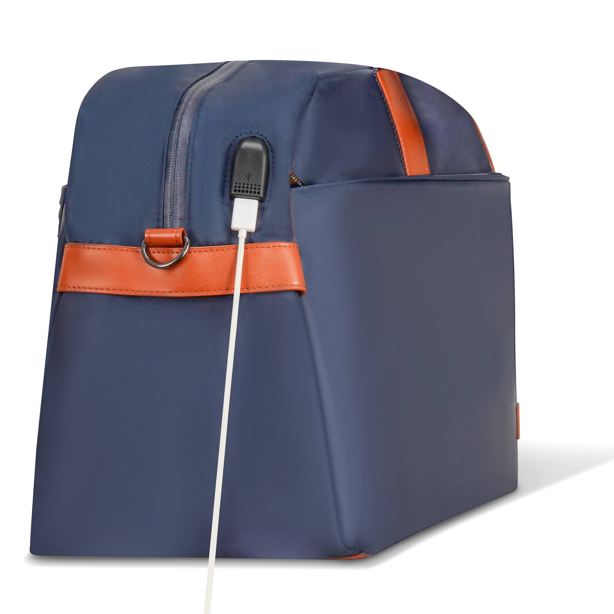 Left. Champs - Vintage Weekender Duffel Bag - Navy.