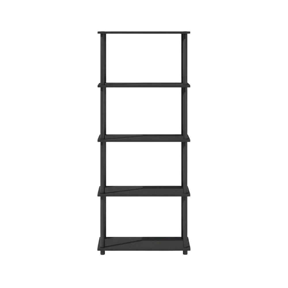Back. FurniFact - Engineered Wood Bookcase in Finish with Sturdy Shelving - Americano/Black.