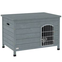 Pawhut - 31"L Wooden Decorative Dog Cage, Wire Door with Lock, Openable Top, Removable Bottom