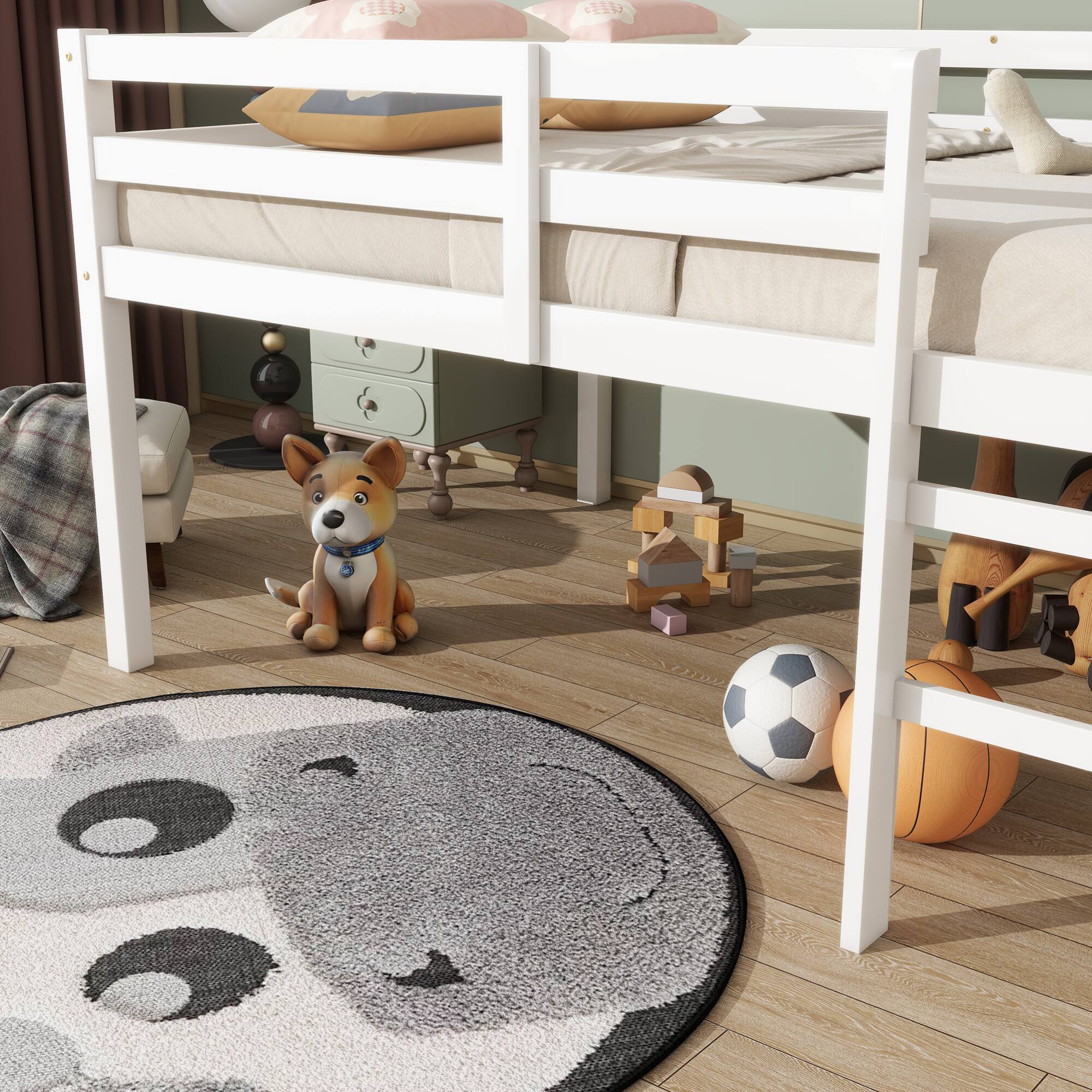 Alt View 6. GOODSILO - Premium Full-Size Loft Bed with Ladder Designed for Space Optimization and Stylish Comfort - White.