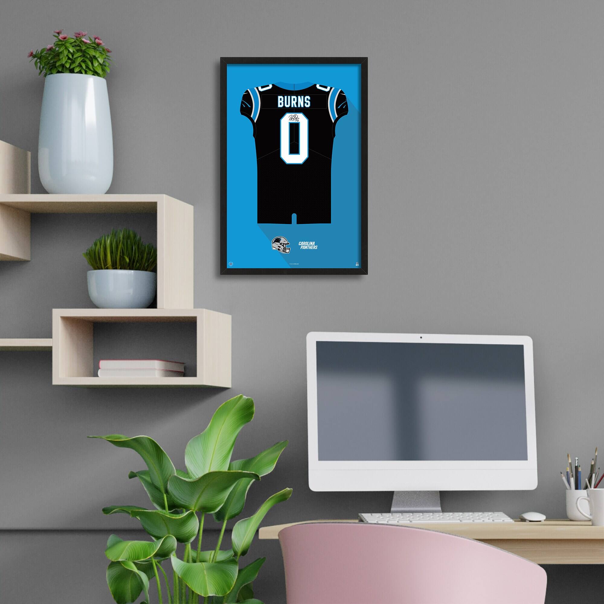 Alt View 1. Sporticulture - Brian Burns Carolina Panthers Home Jersey Framed Art Print - Black.