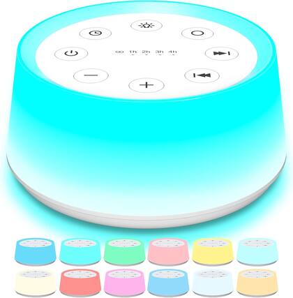 Front. FINEAK - Sound Machine with 30 Soothing Sounds 12 Colors Baby Night Light - White.