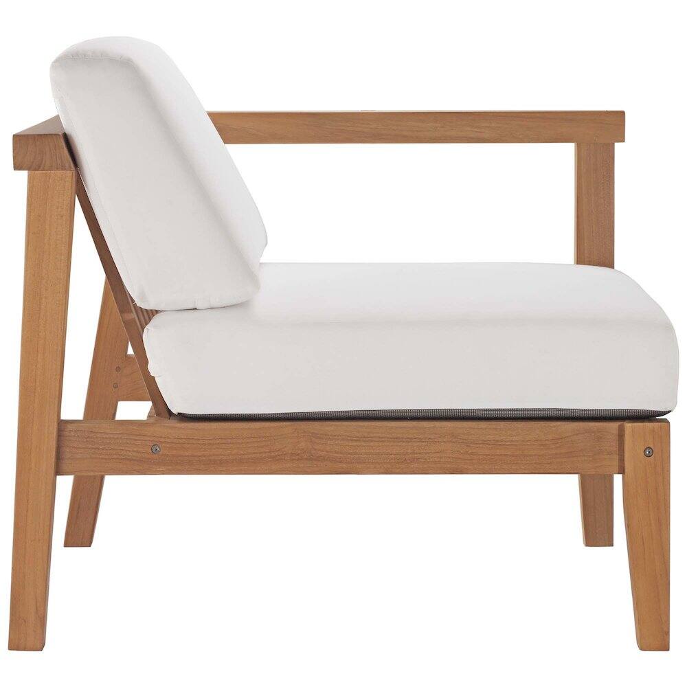 Angle. Modway - Bayport Outdoor Patio Teak Wood Right-Arm Chair - White.
