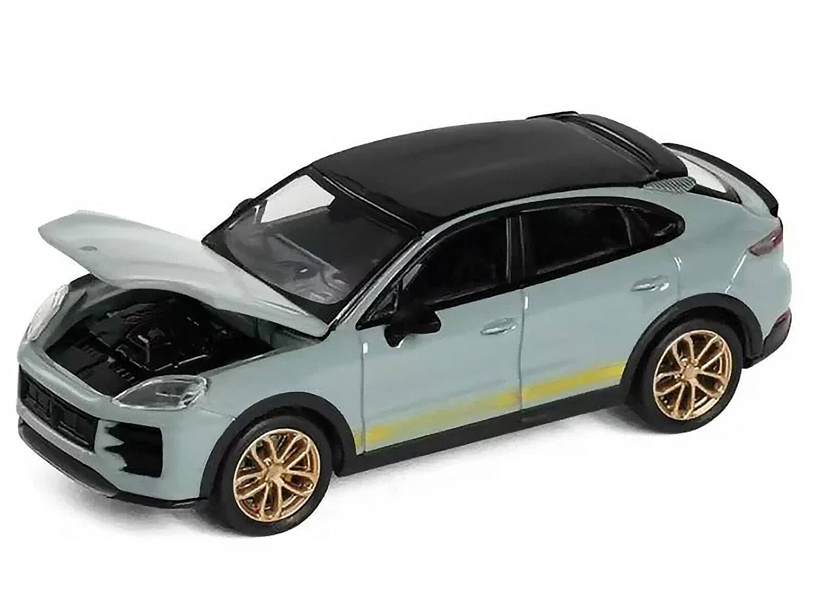 Alt View 2. Trends Hobby - Porsche Cayenne Turbo GT Gray with Black Top and Gold Stripes 1/64 Diecast Model Car by Trends Hobby.