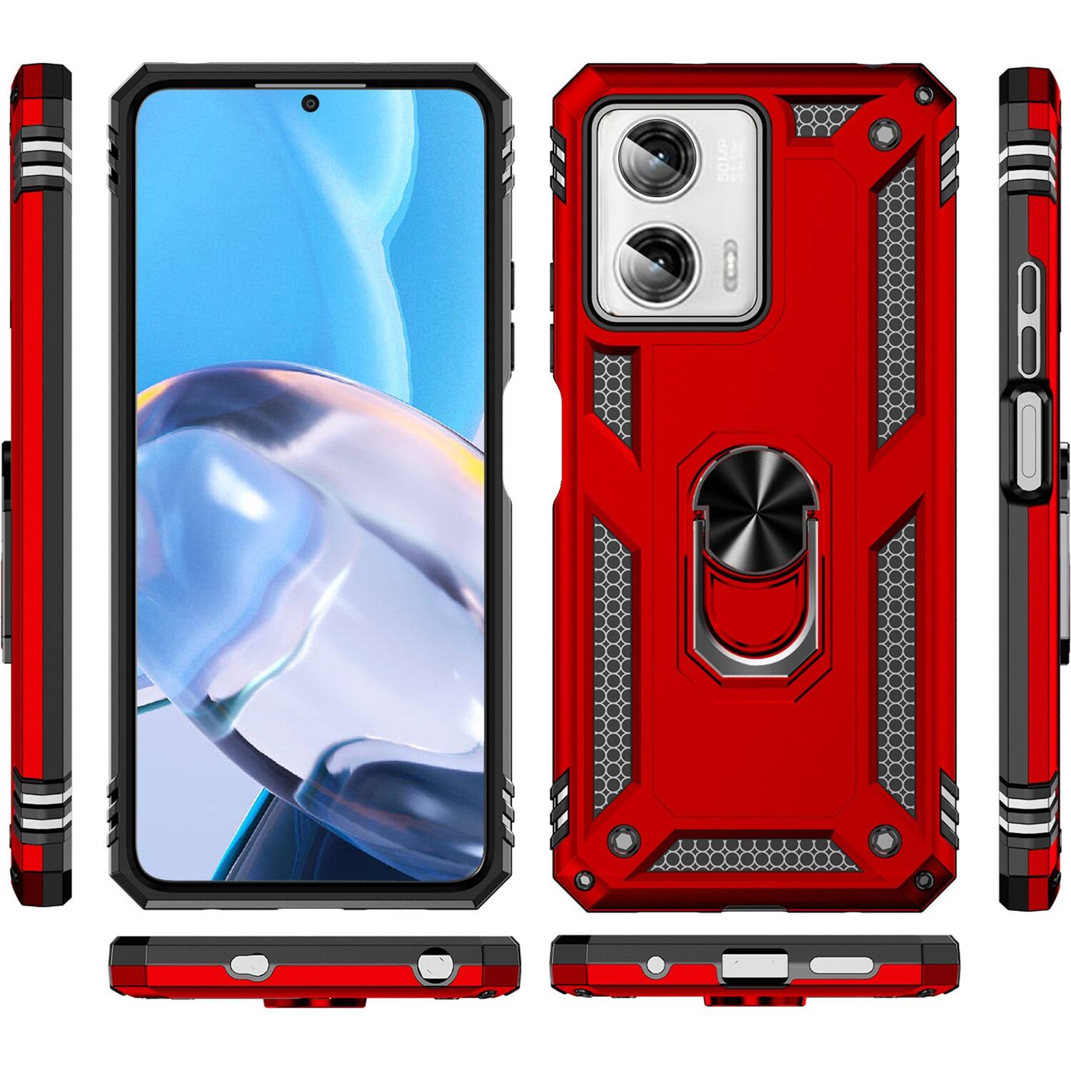 Alt View 14. SaharaCase - Military Kickstand Series with Belt Clip Case for Motorola G Power 5G (2023) - Red.