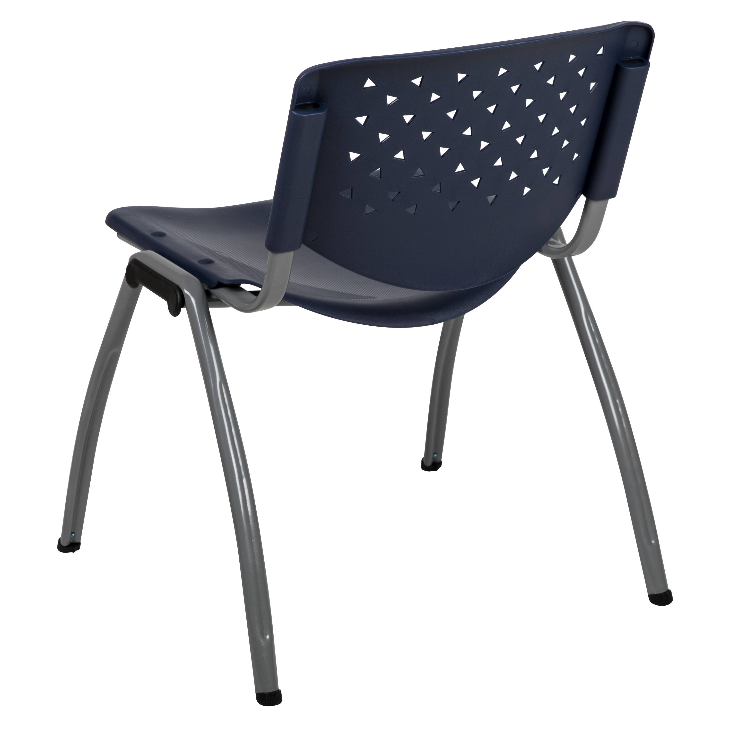 Alt View 5. Emma + Oliver - Home and Office Plastic Stack Chair with Perforated Back - Guest Chair - Navy.