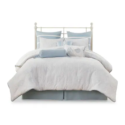 Front. Gracie Mills - Gracie Mills Ramos 4-Piece Comforter Set with Sea Shell Motif - White.