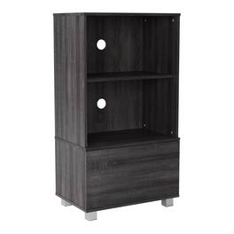 CorLiving - Classic Component Stand with Open and Closed Storage - Dark Gray