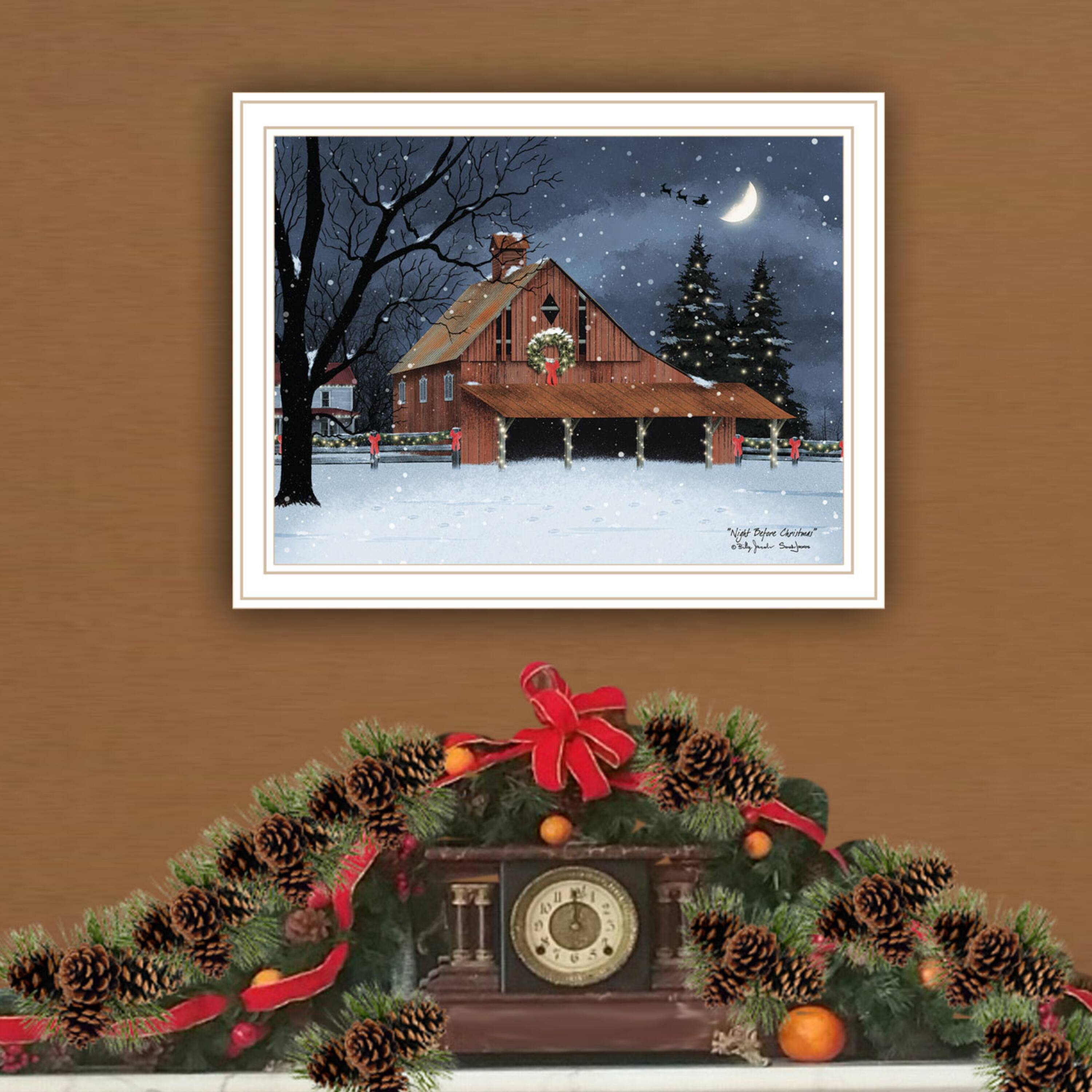 Angle. TinyHomie - Decor 4U Night Before Christmas White Framed Wall Art Billy Jacobs - white.