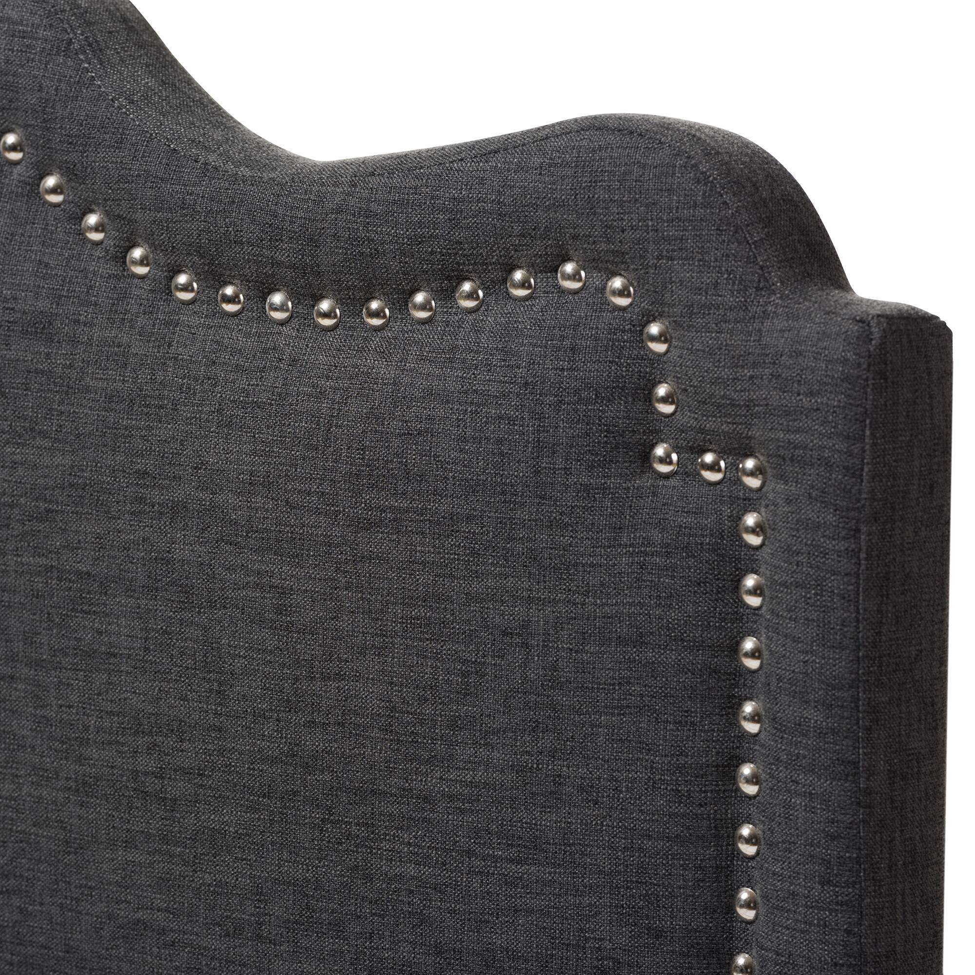 Left. Baxton Studio - Nadeen Modern and Contemporary Fabric Queen Size Headboard - Dark Grey.