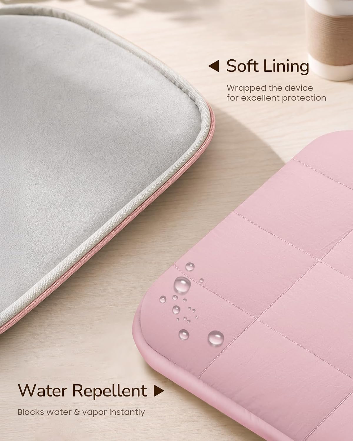 Soft Lining  
Wrapped the device for excellent protection

Water Repellent  
Blocks water & vapor instantly