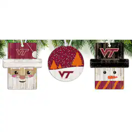 Fan Creations - Virginia Tech Hokies 3-Pack Ornament Set - Multicolor
