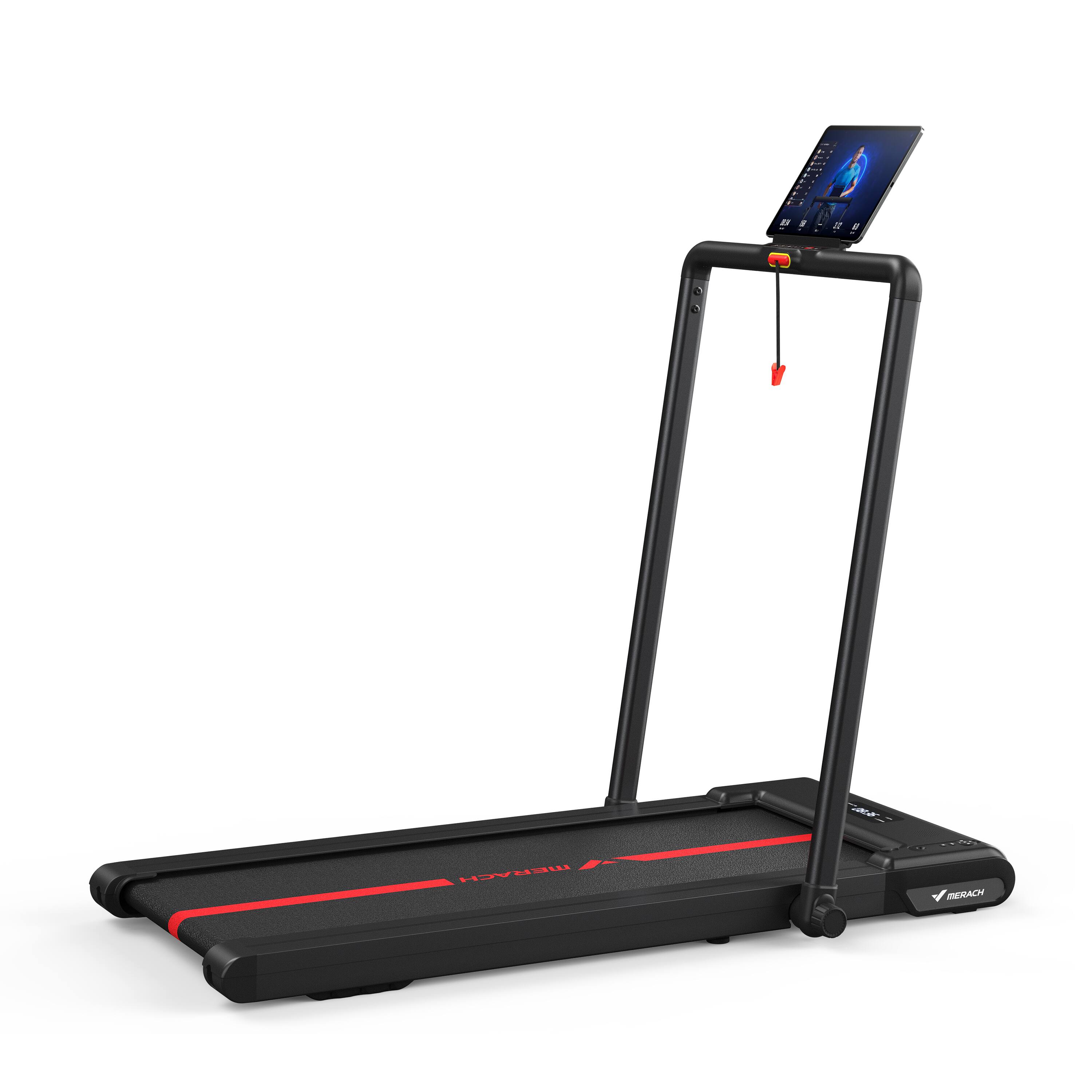 The text on the image reads:

- "MERACH" (on the treadmill)
- "MERACH" (on the tablet stand)