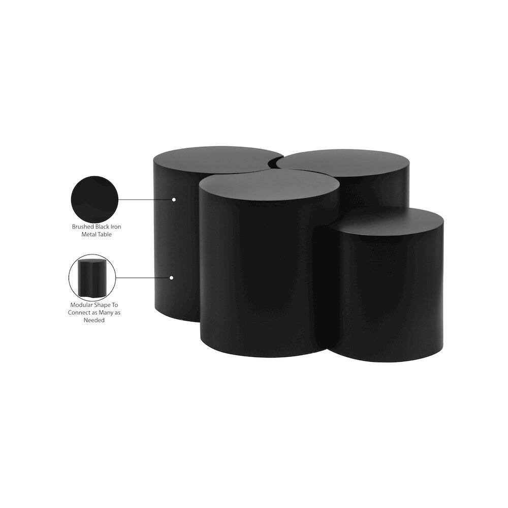 Brushed Black Iron Metal Table  
Modular Shape To Connect as Many as Needed