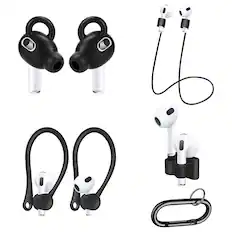 Front. SaharaCase - Silicone Accessories Kit for Apple AirPods 3 (3rd Generation) - Black.