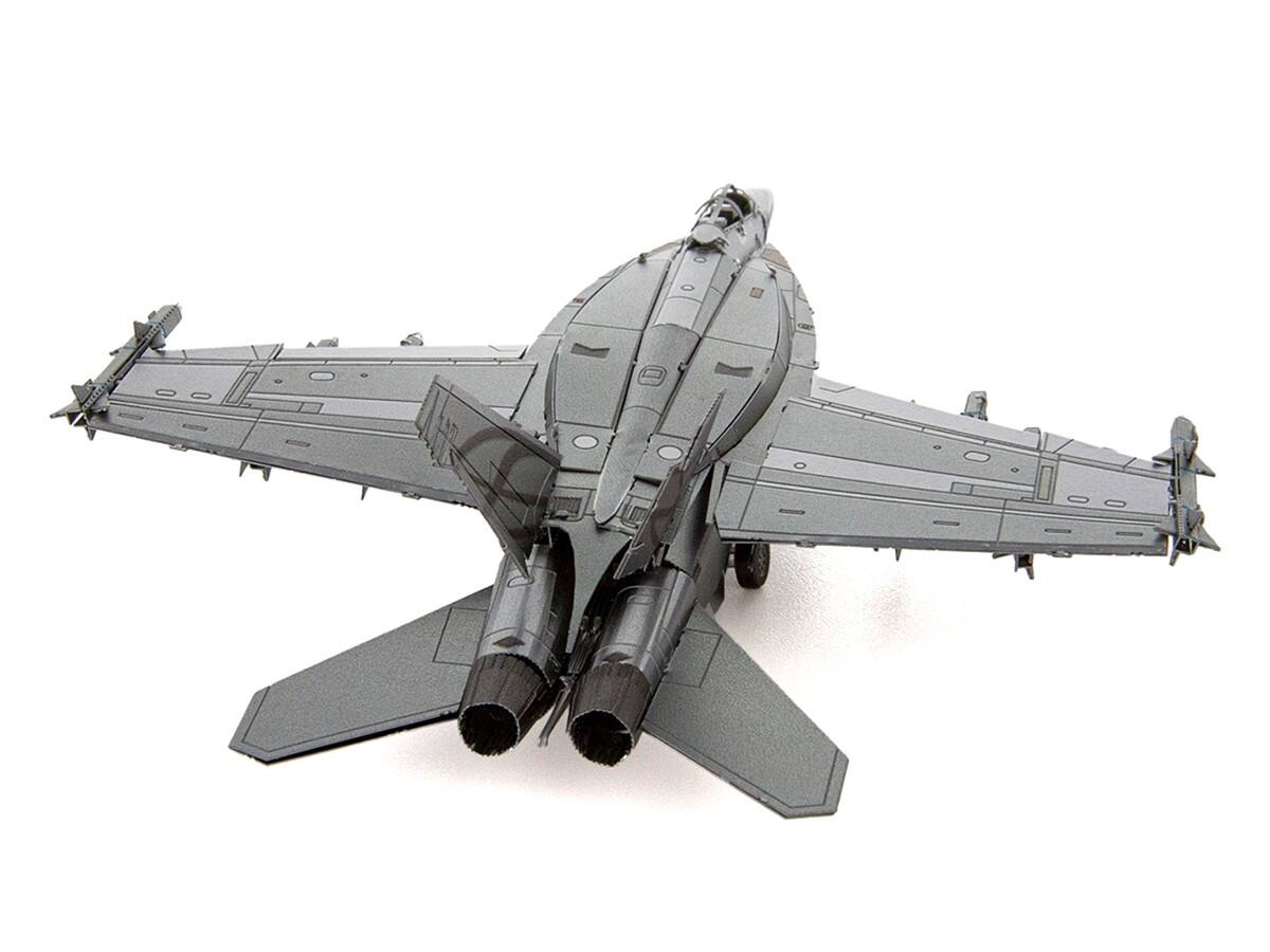 Left. Metal Earth - Model Kit Boeing F/A-18 Super Hornet Fighter Aircraft United States Navy (Moderate Difficulty) Steel Model - Grey.