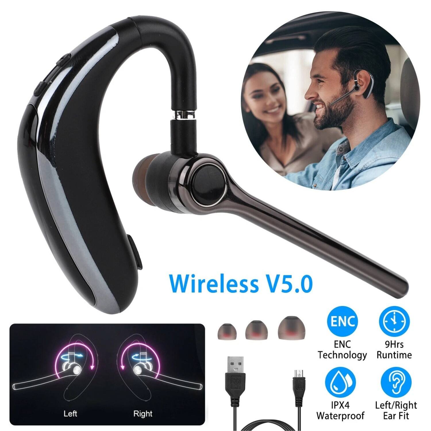 Wireless V5.0

- ENC Technology
- 9Hrs Runtime
- IPX4 Waterproof
- Left/Right Ear Fit