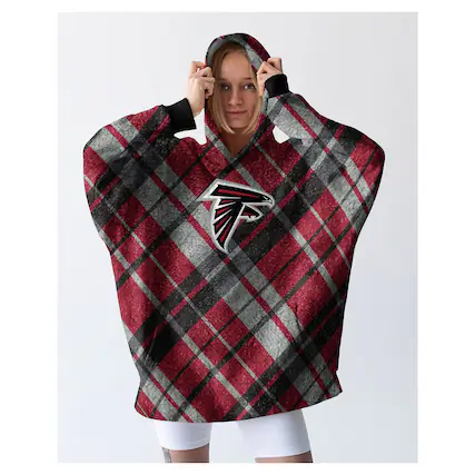 Front. Pegasus - Atlanta Falcons 34" x 34" Digital Dash Sherpa Hooded Fan Cape - Multicolor.