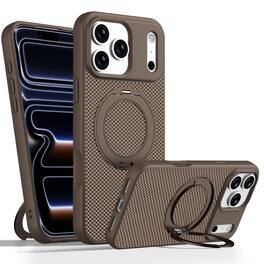 UUCOVER - Magnetic Case for iPhone 18 Pro Max Shockproof TPU Carbon Fiber PC Ring Holder Stand Case Compatible with MagSafe Cover - Brown