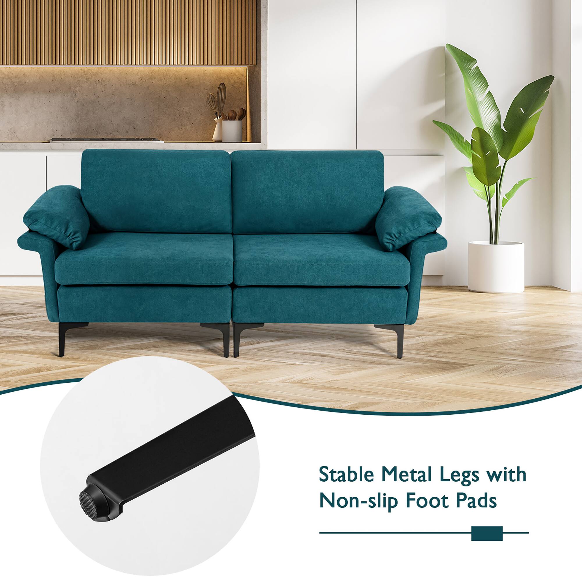 Stable Metal Legs with Non-slip Foot Pads