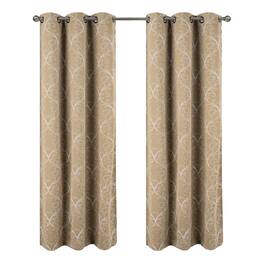 RT Designers Collection - RT Designer Collection Kimber Embroidered Blackout Luxurious Decorative Grommet Curtain Panel 54" x 84" - Taupe